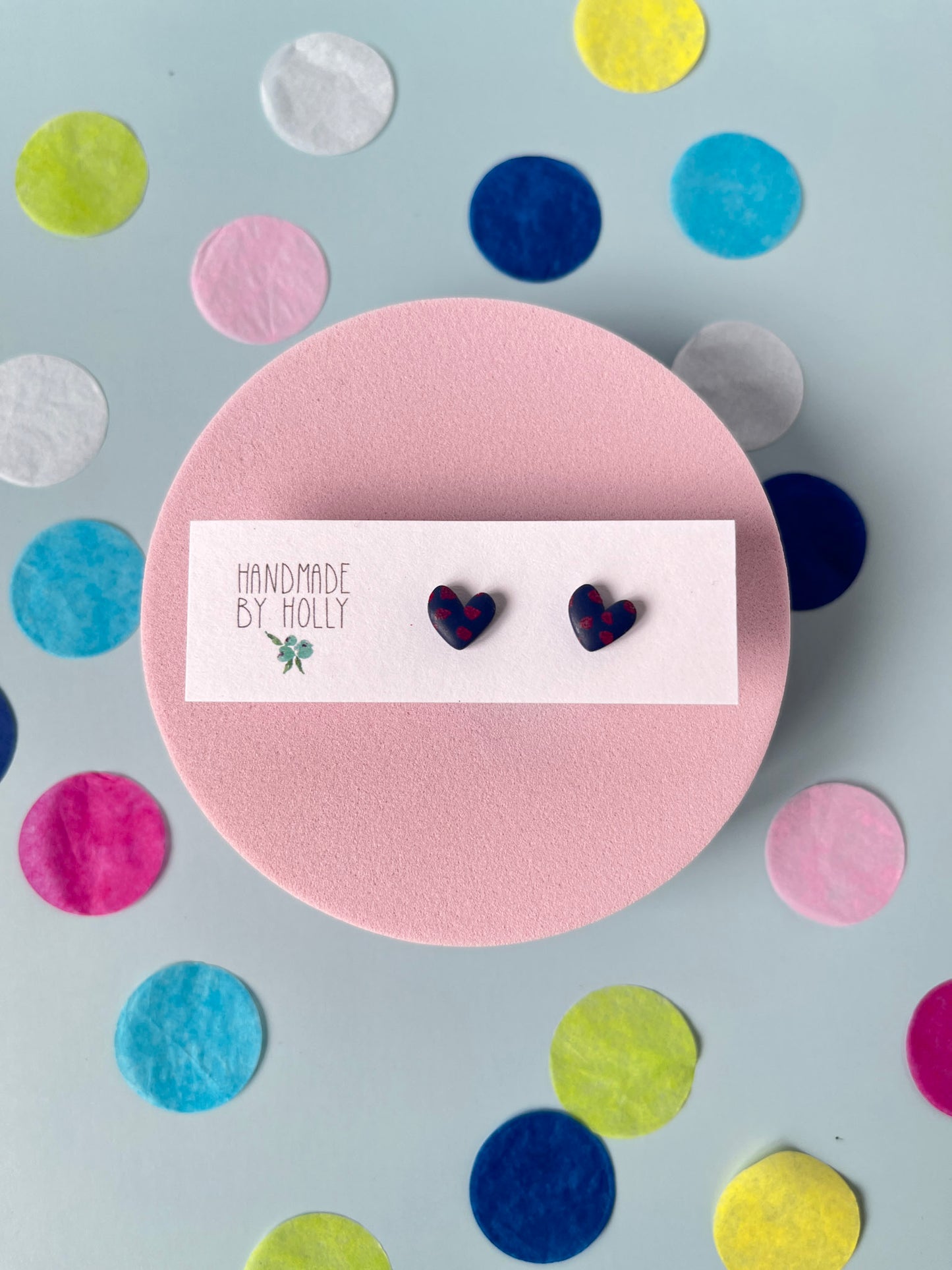 Polka dot heart mini stud