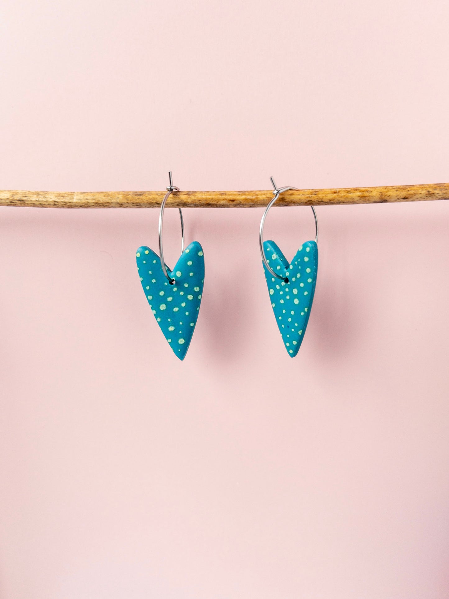 Polka dot heart hoop earring