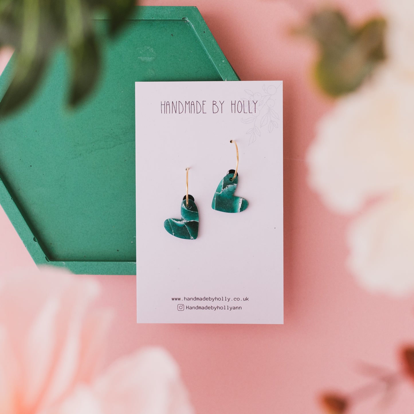 Jade Heart Hoop Earring