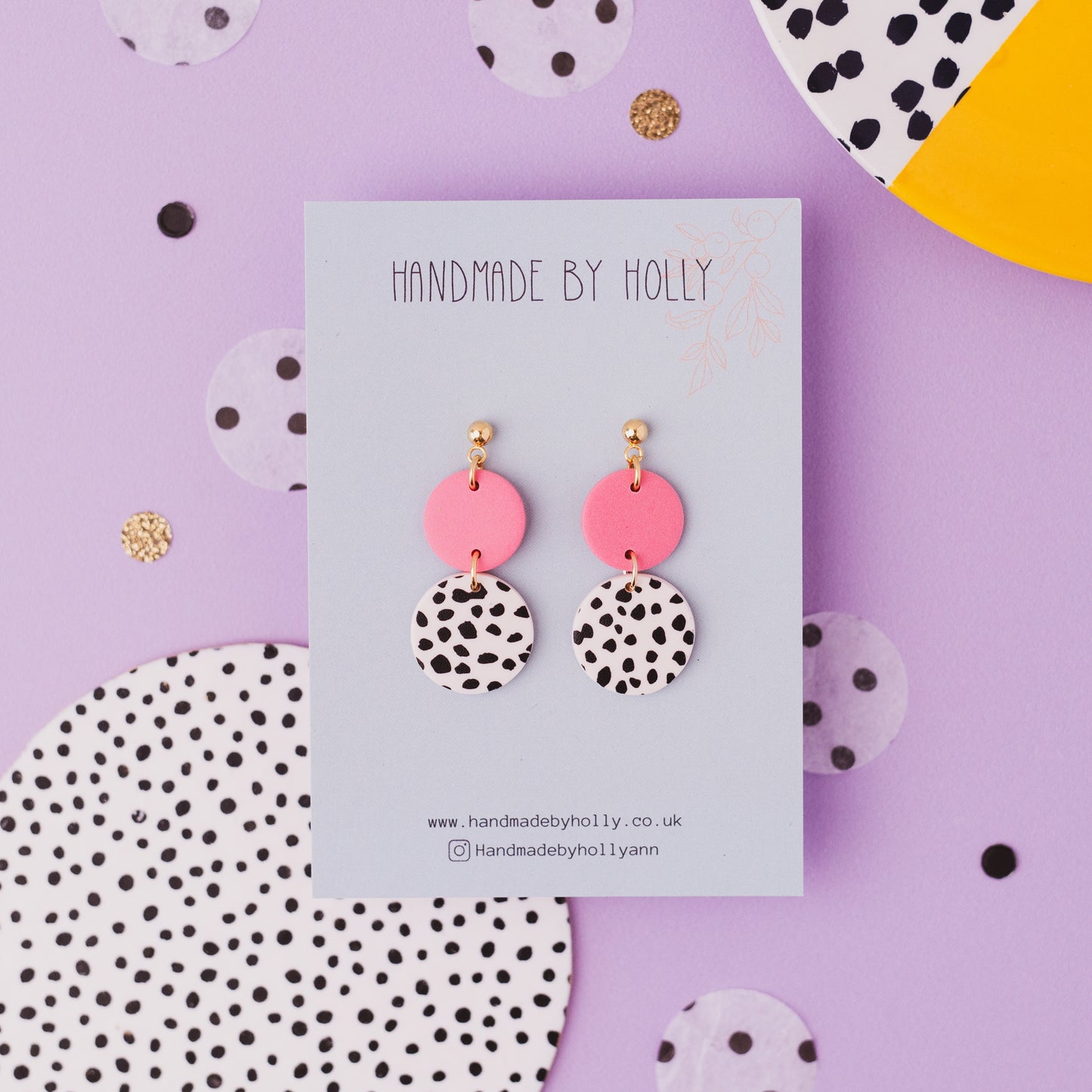 Pink Polka Dot Double Dangle Earring