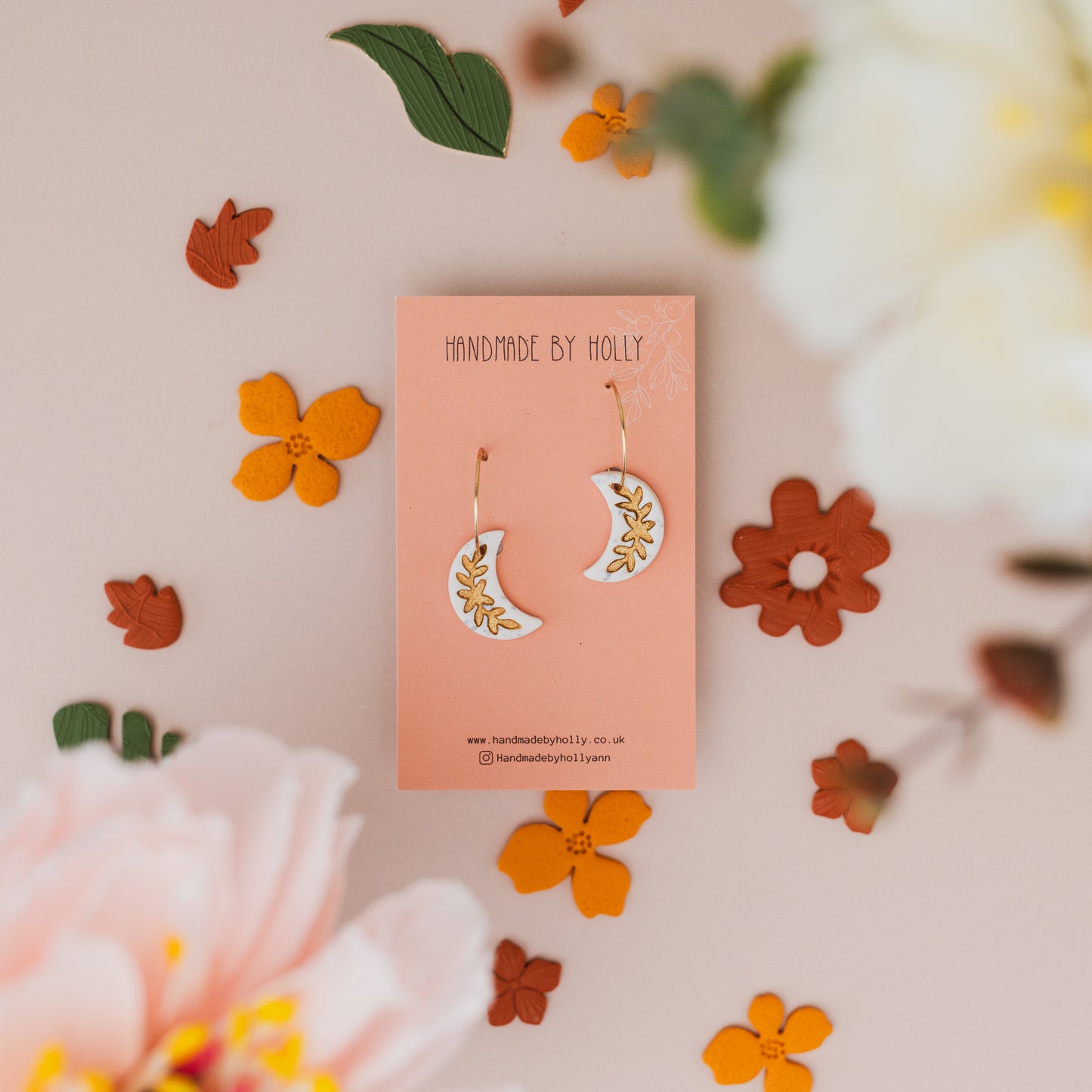 Floral Moon Hoop Earrings