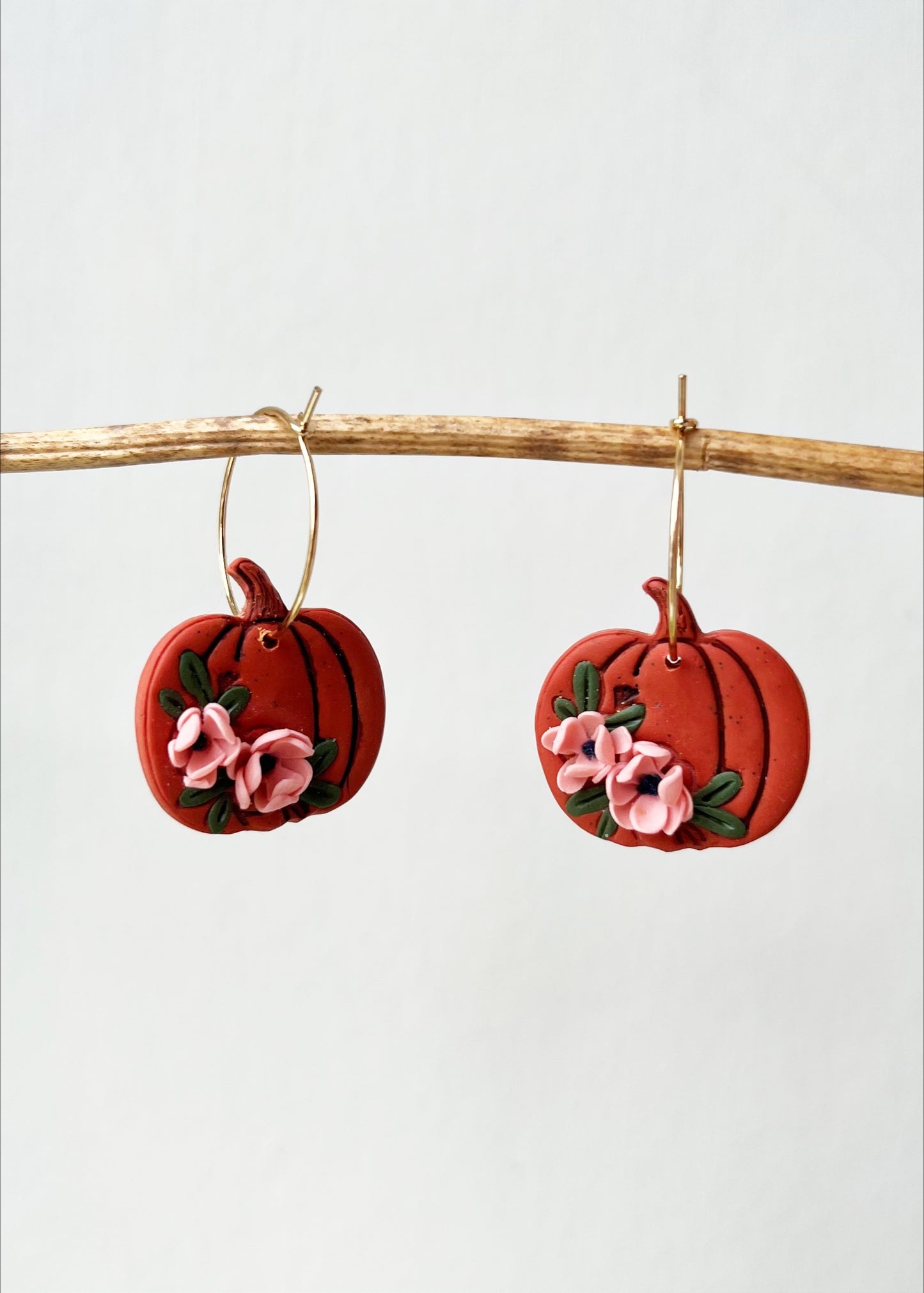Floral pumpkin earrings
