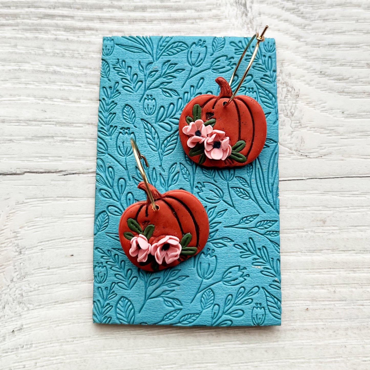 Floral pumpkin earrings