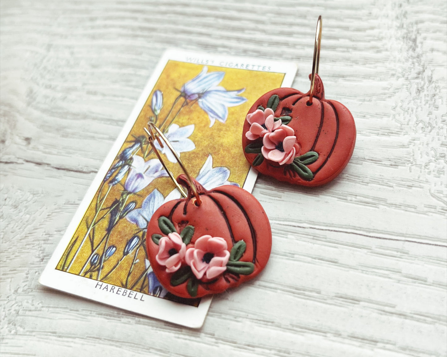 Floral pumpkin earrings