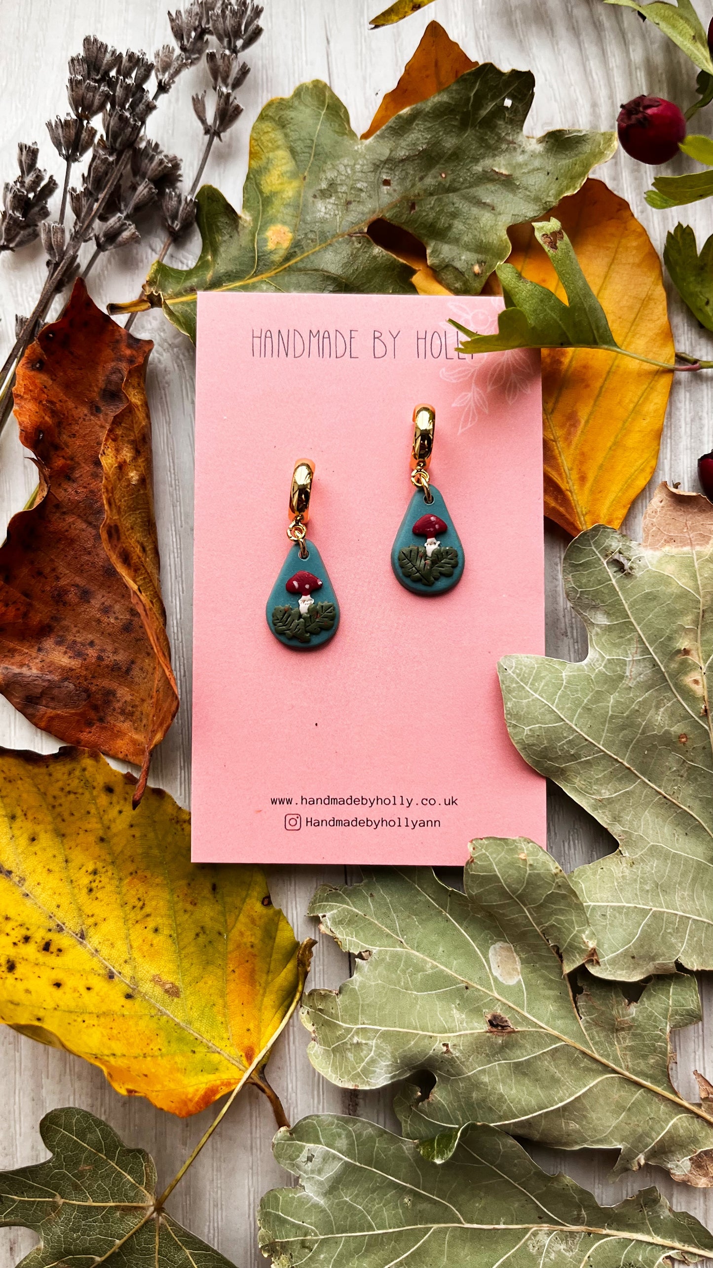 Tiny toadstool hoop earrings