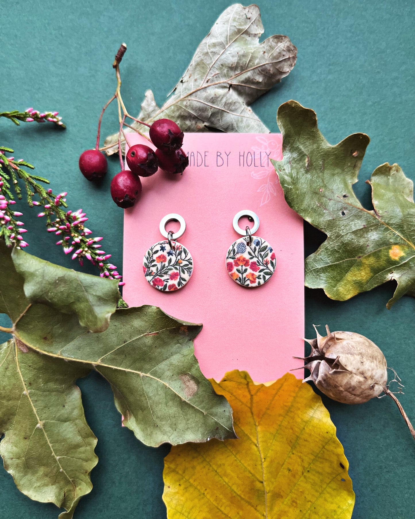 Floral print earrings