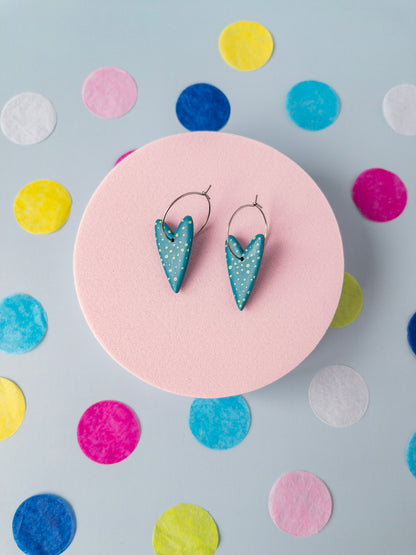 Polka dot heart hoop earring