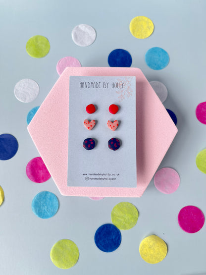 Valentines mini stud set