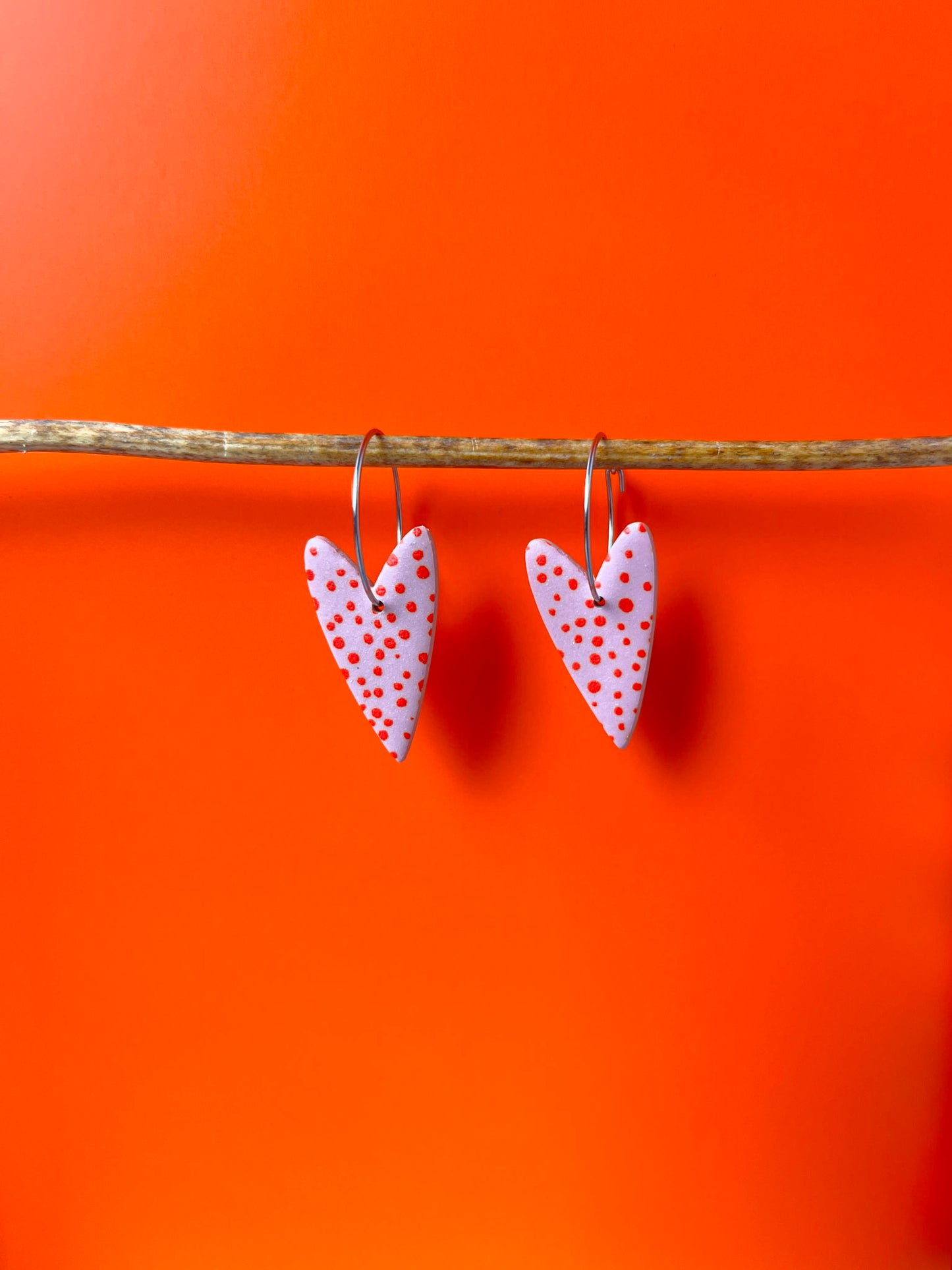 Polka dot heart hoop earring