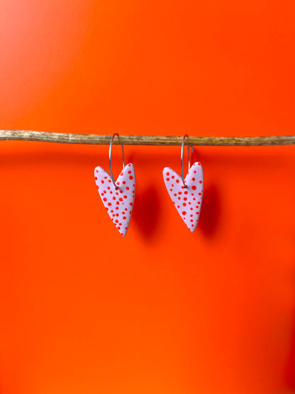 Polka dot heart hoop earring