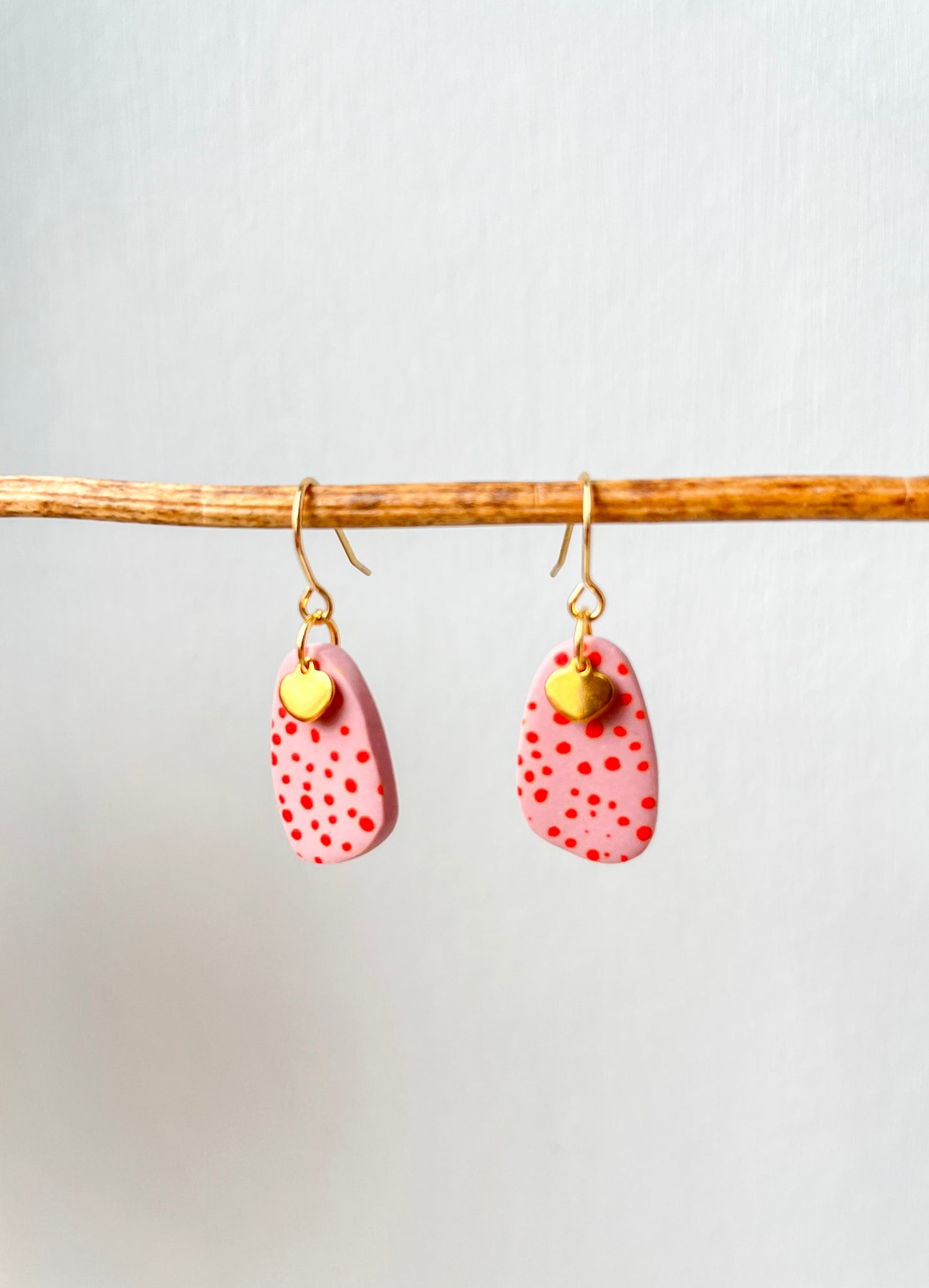 Pink and Orange polka dot earrings