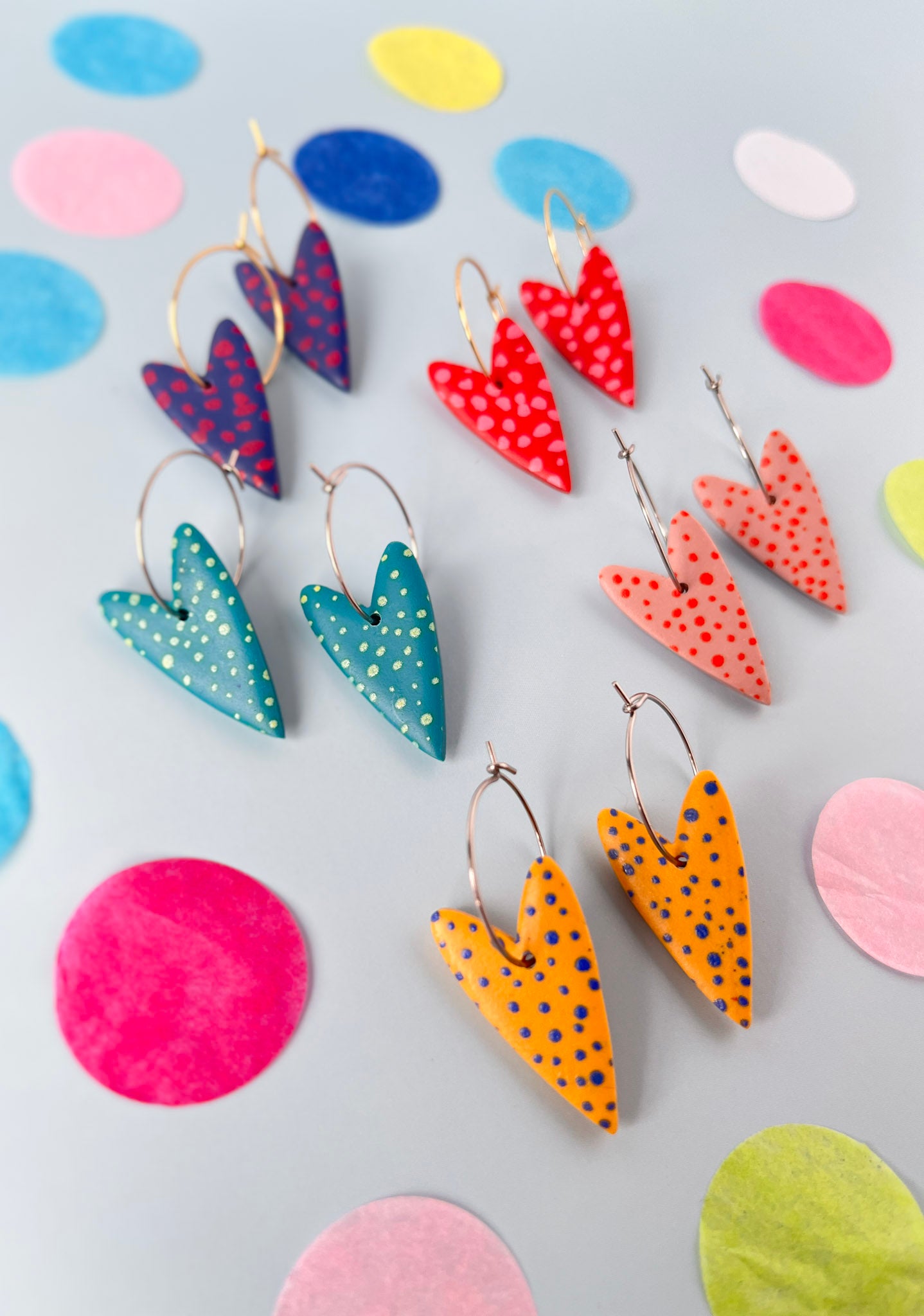Polka dot heart hoop earring