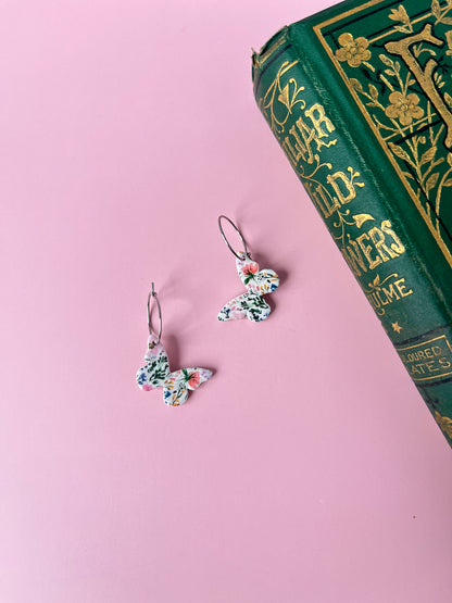 Spring floral butterfly earrings
