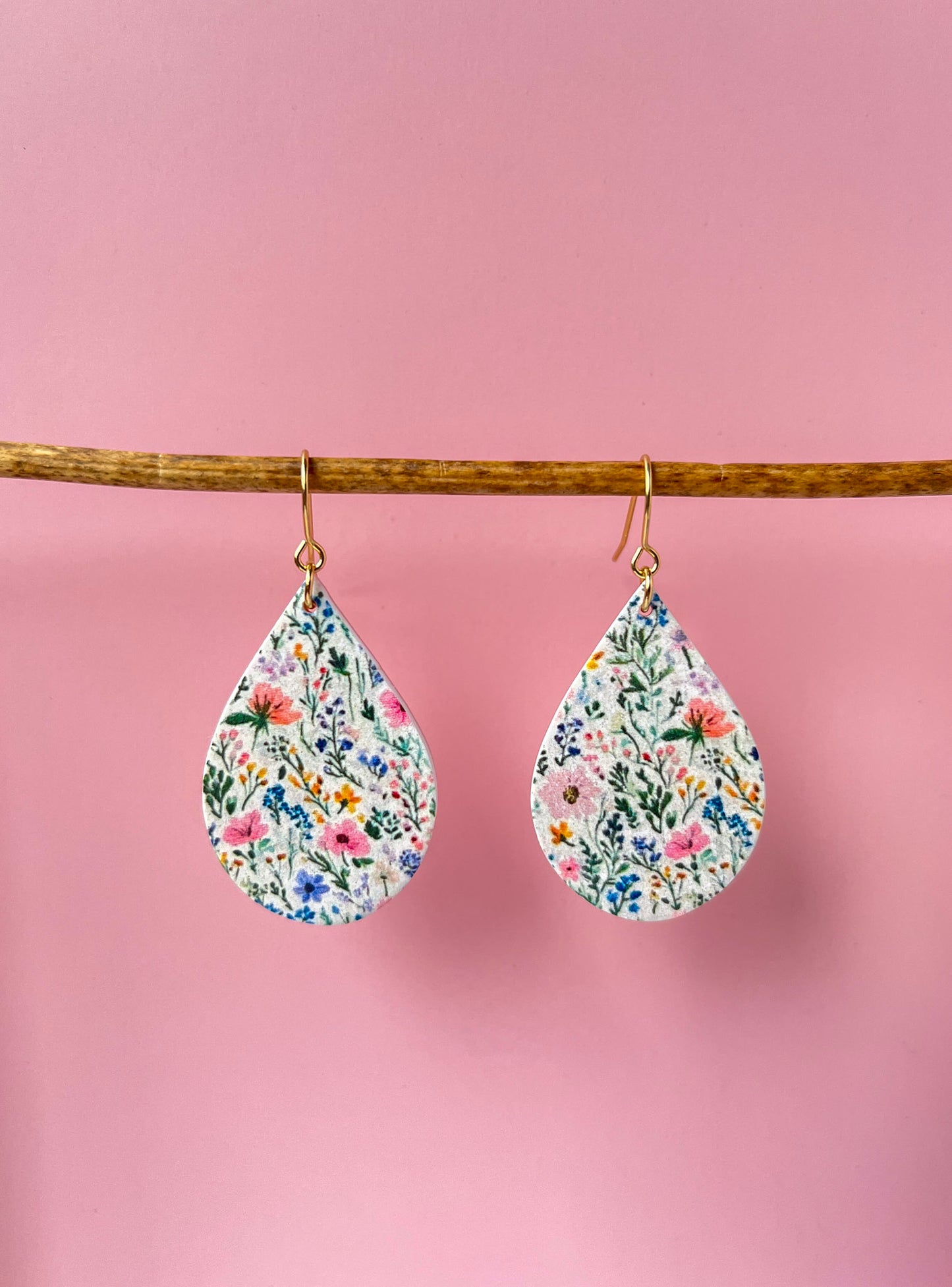 Spring floral teardrop earrings