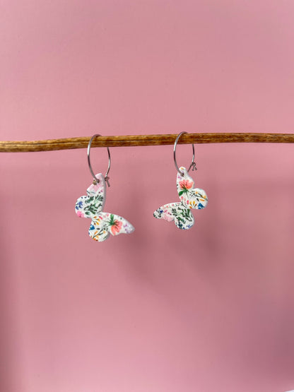 Spring floral butterfly earrings