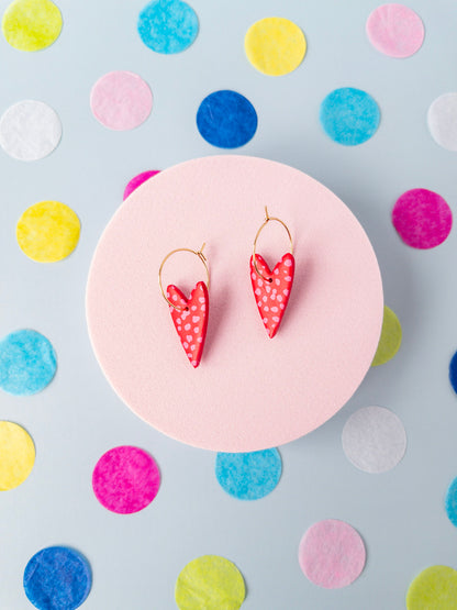 Polka dot heart hoop earring