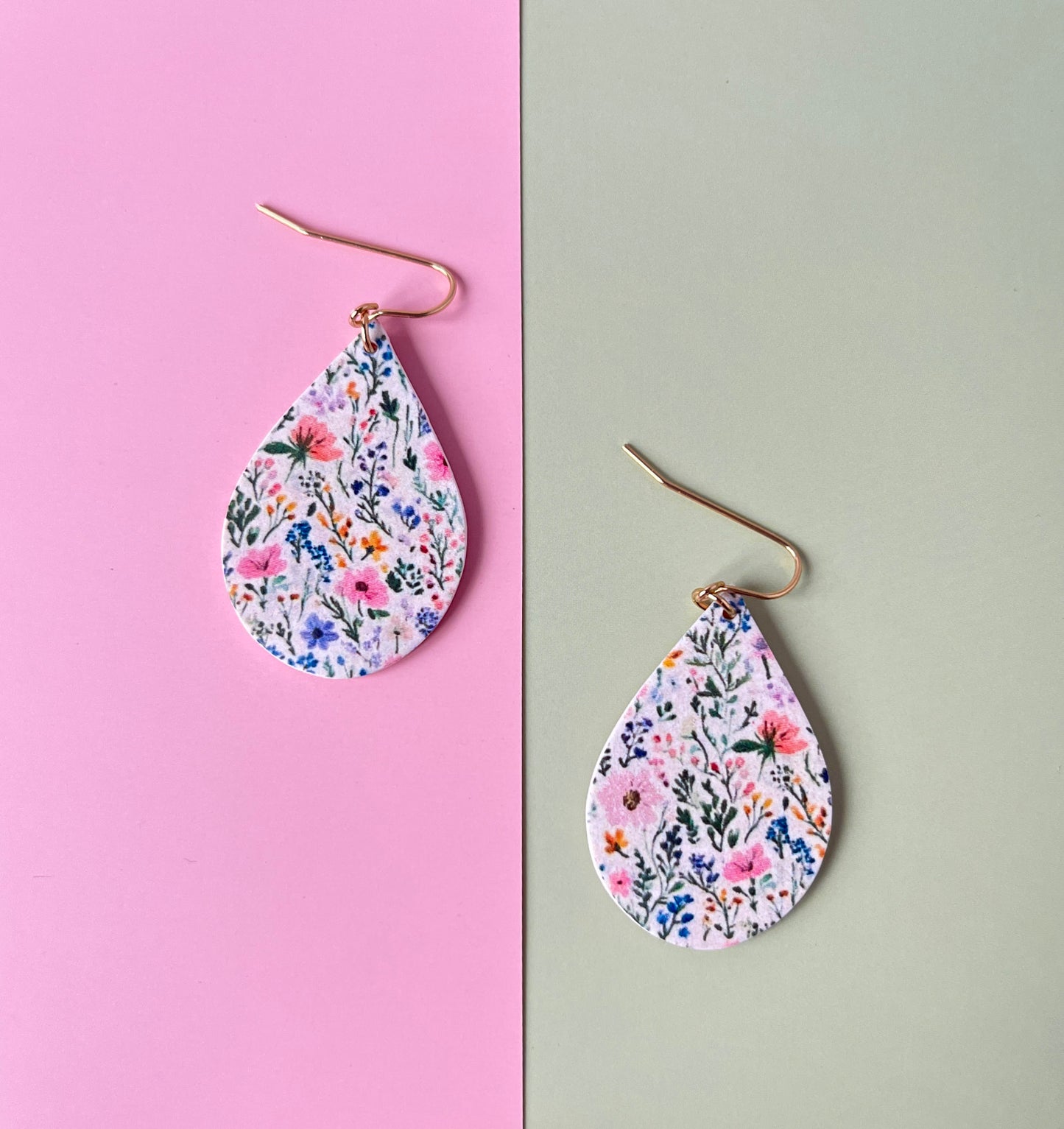 Spring floral teardrop earrings