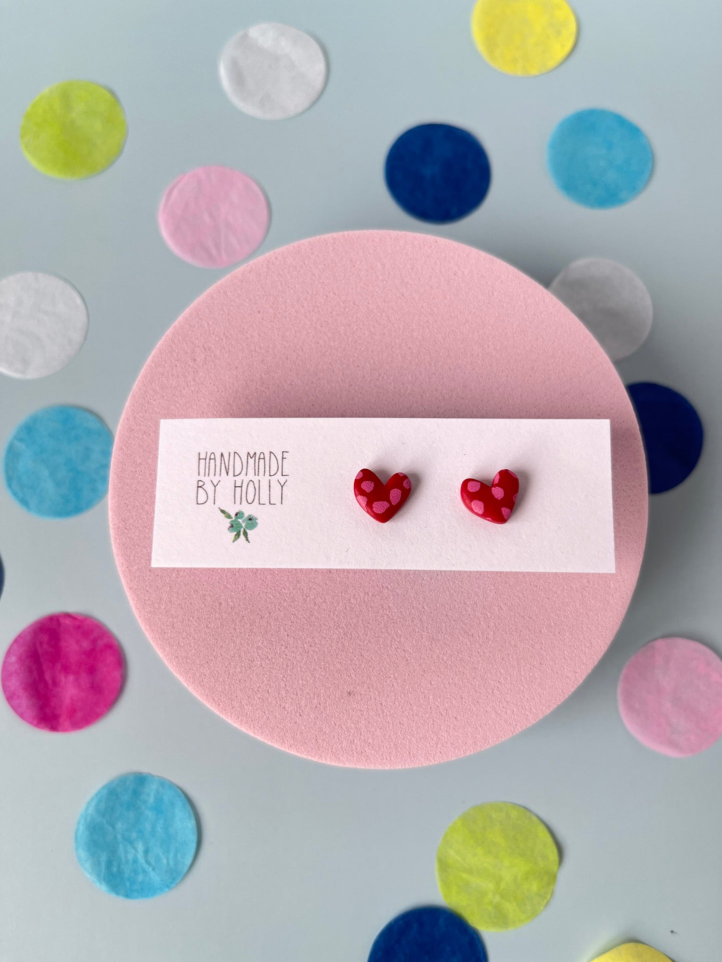 Polka dot heart mini stud