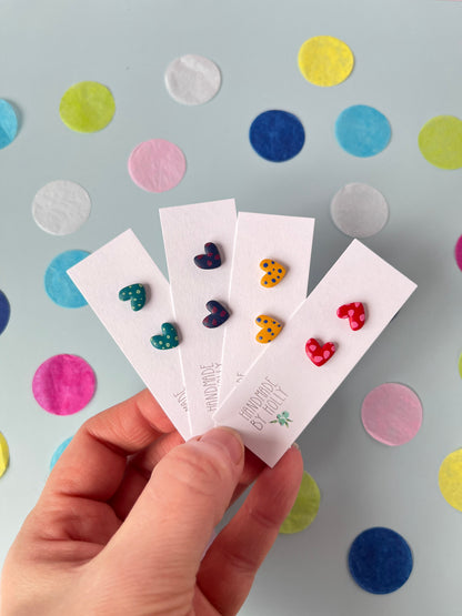 Polka dot heart mini stud