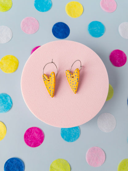 Polka dot heart hoop earring