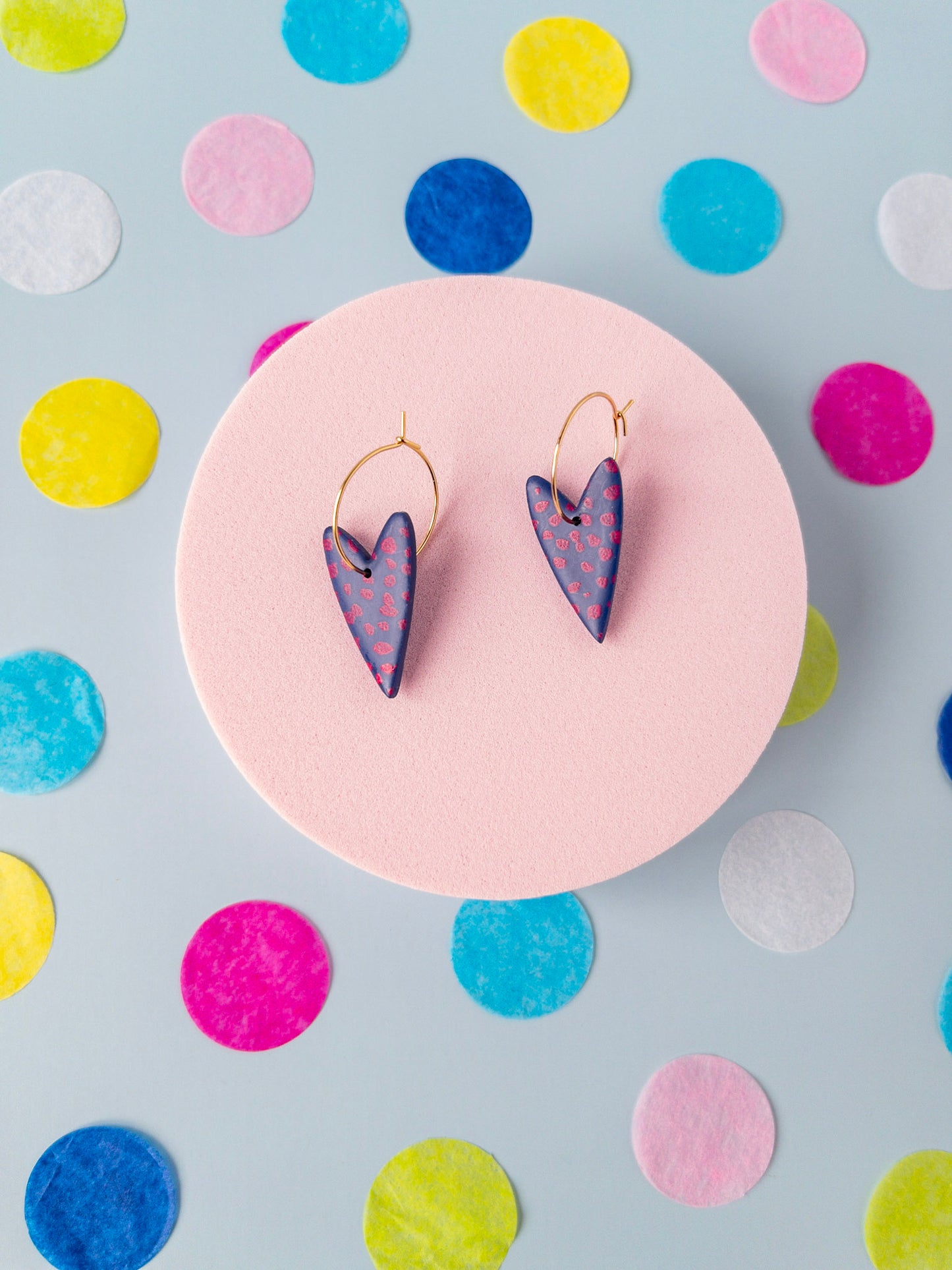 Polka dot heart hoop earring