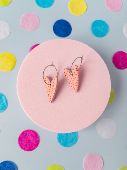 Polka dot heart hoop earring
