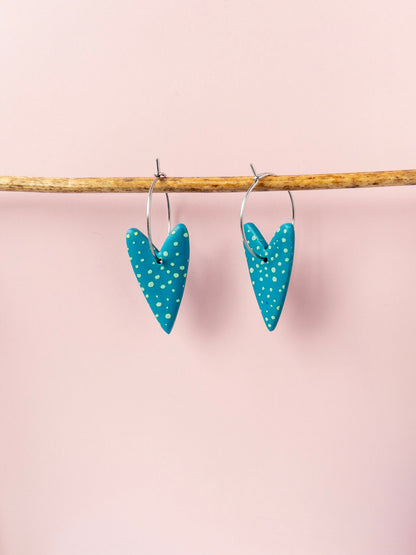 Polka dot heart hoop earring