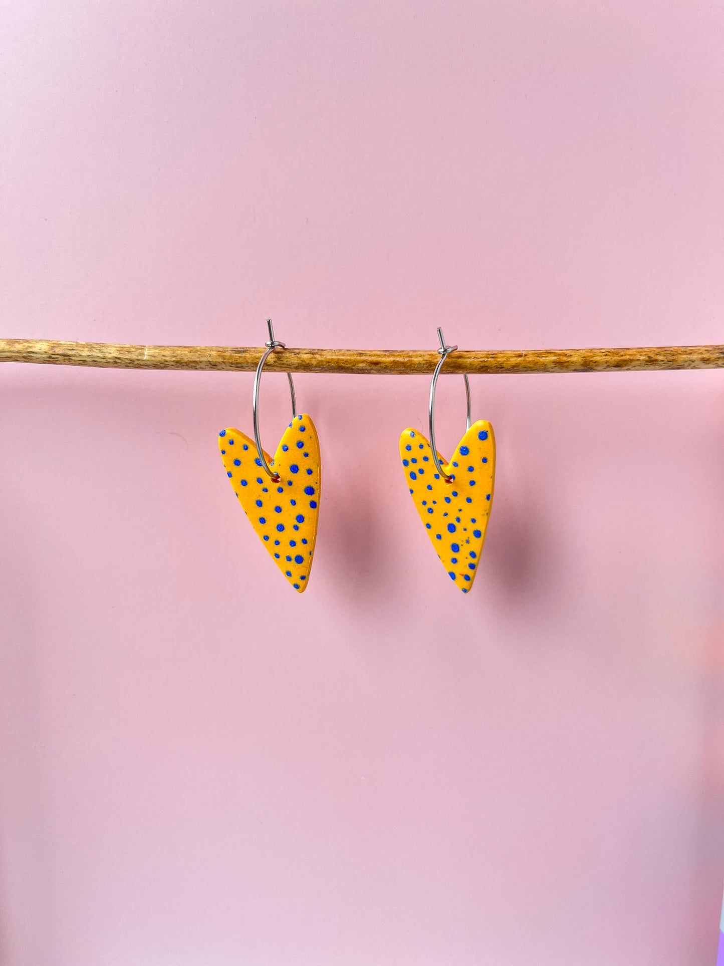 Polka dot heart hoop earring