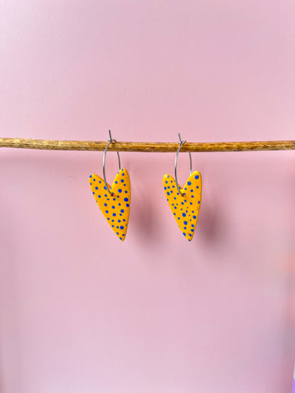 Polka dot heart hoop earring