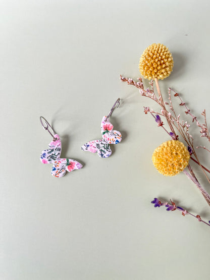 Spring floral butterfly earrings