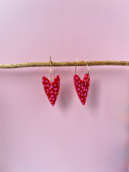 Polka dot heart hoop earring