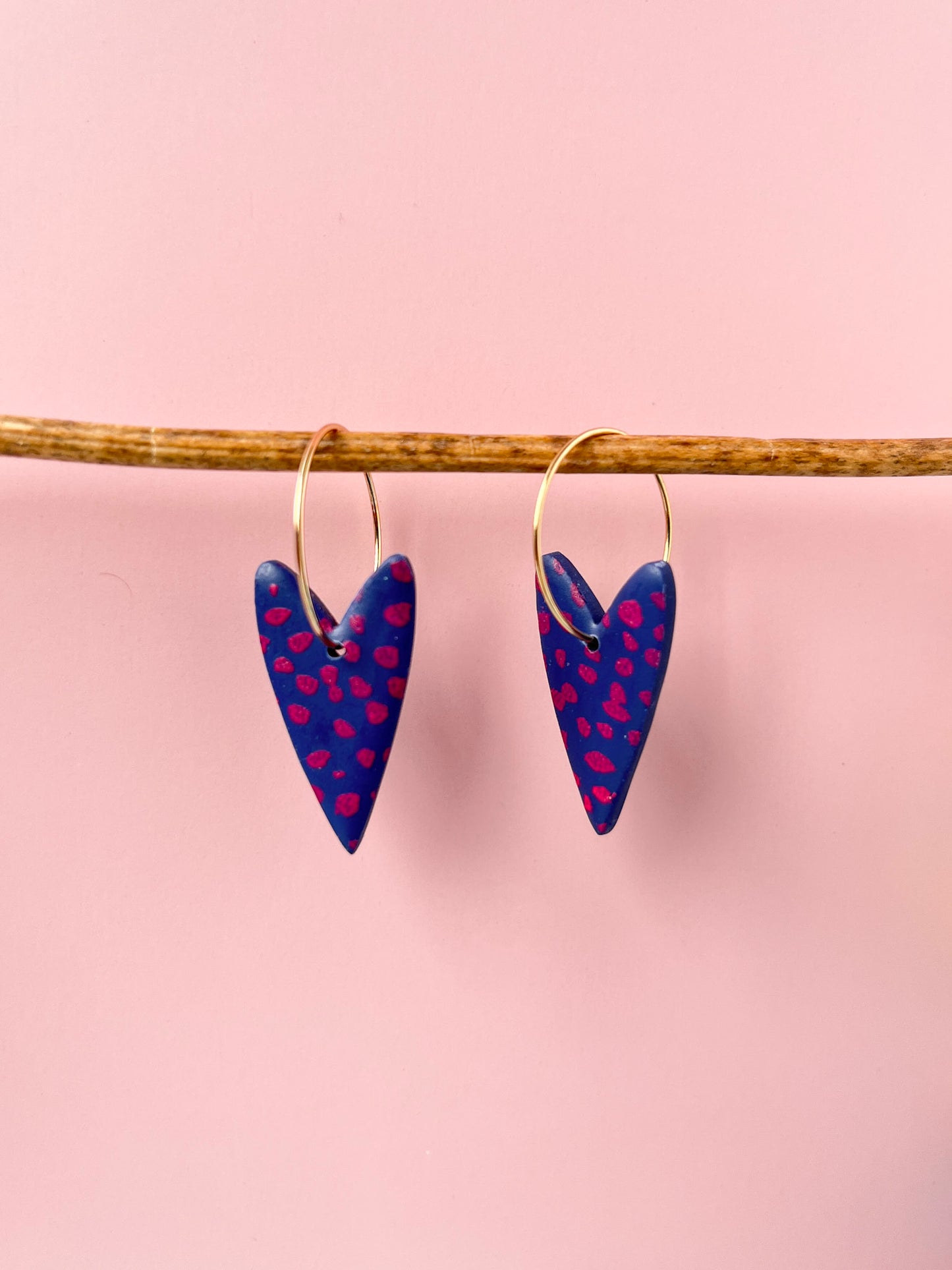 Polka dot heart hoop earring