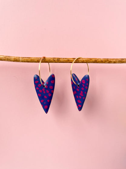 Polka dot heart hoop earring