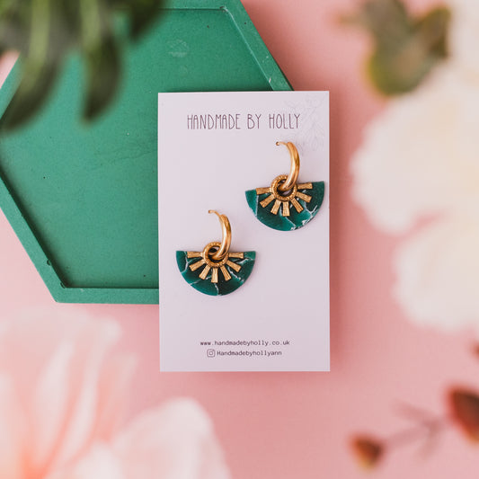 Jade Half Moon Hoop Earring
