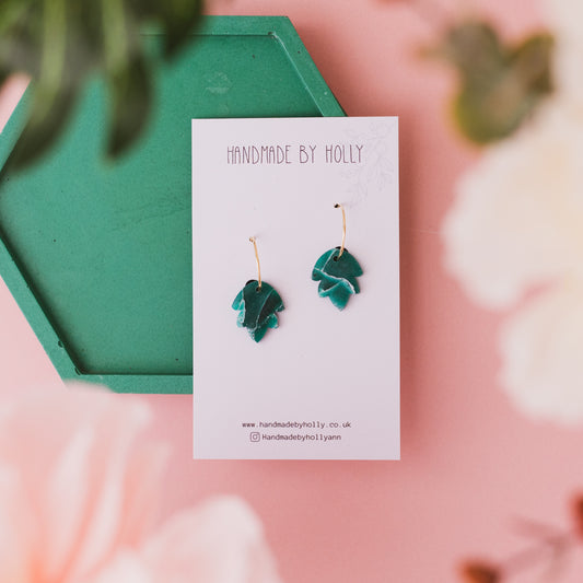 Jade Leaf Hoop Earring