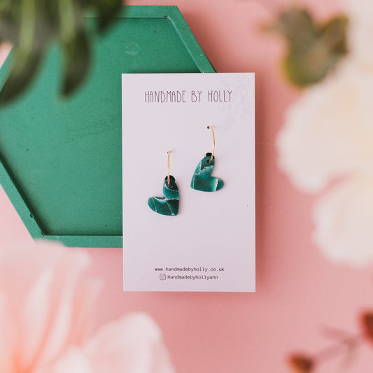 Jade Heart Hoop Earring