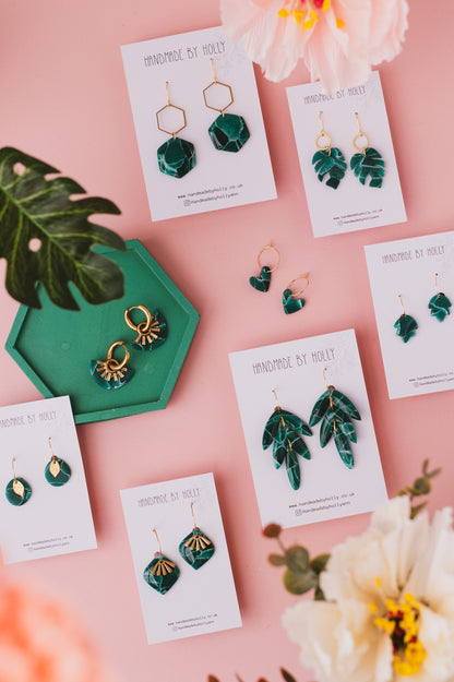 Jade Half Moon Hoop Earring