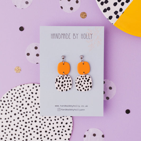 Mustard Polka Dot Double Dangle Earring