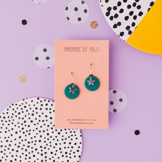 Teal Star Hoop Earring