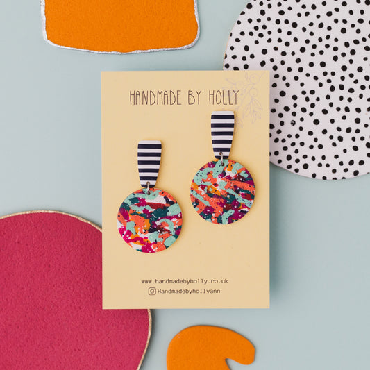 Large Circular Abstract drop Earring
