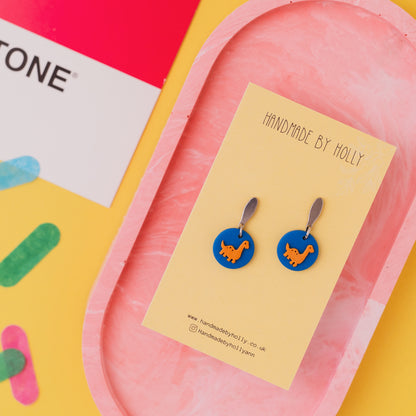 Blue Dinosaur Drop Earring