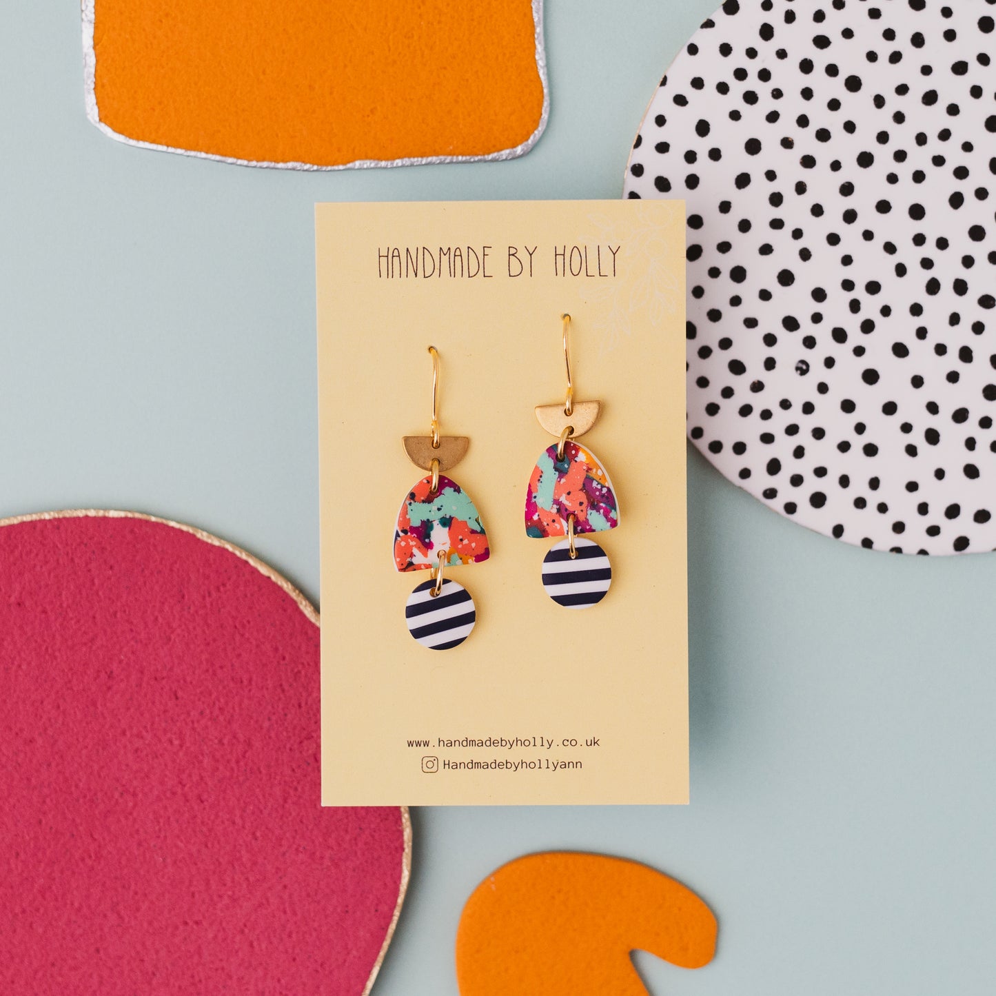 Abstract and striped dangle Earring