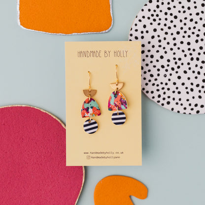 Abstract and striped dangle Earring
