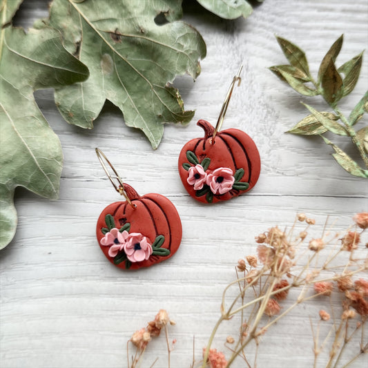 Floral pumpkin earrings