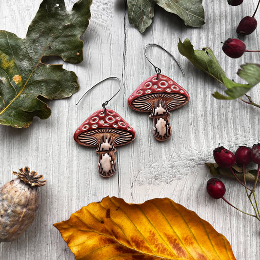 Fly Agaric mushroom earrings