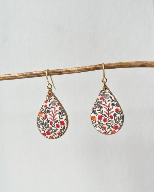 Floral print teardrop earrings