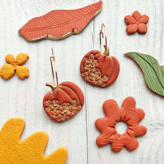 Gold Floral detail pumpkin earrings