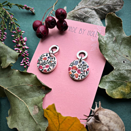 Floral print earrings